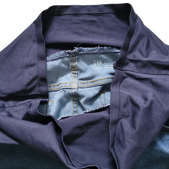 GAP Maternity Best Girlfriend Soft Wear Full Panel Dark Wash Crop Jeans Sz 34R - Picture 5 of 8